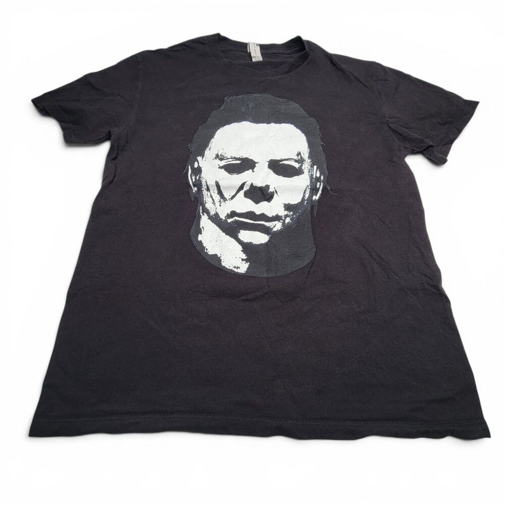 Halloween Michael Myers Face Mask Horror T-Shirt Mens L Black Heavyweight Movies